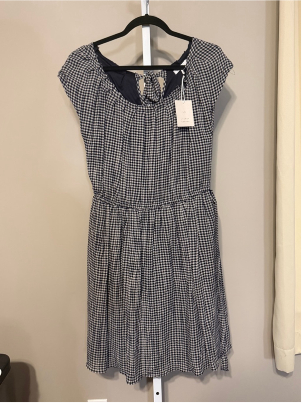 Women's LC Lauren Conrad Navy White Gingham Mini Dress M
